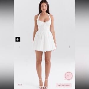House of CB London White Tulle Harriet Halter Mini Dress